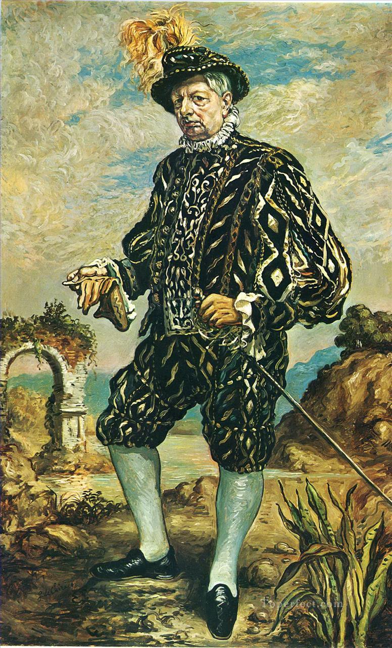 self portrait in black costume Giorgio de Chirico Metaphysical surrealism Oil Paintings